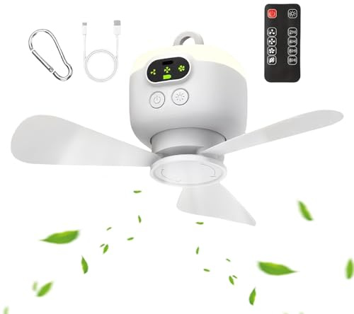 Genérico Ventilador Para | Ventilador De Techo Para Autocaravanas Con Mando A Distancia Inalámbrico - Potente Flujo De Aire Con Gancho Para Dormitorio Terraza Taller Cenador