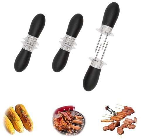 ALLY-MAGIC Maiskolbenhalter mit Silikongriff, Maiskolbenspieße für BBQ und Küche, Edelstahl Rostfreier Mais-Pick, Fruit Forks, Maishalter Küchenzubehör für Mais E21-HSSKC