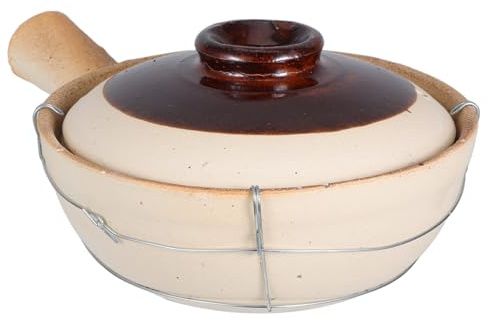 STOBAZA Olla de Barro para Cocinar, Cazuela de Arcilla y Hierro, Resistente al Calor, Distribuye el Calor de Forma Uniforme, Adecuado para Comidas Familiares y Viajes