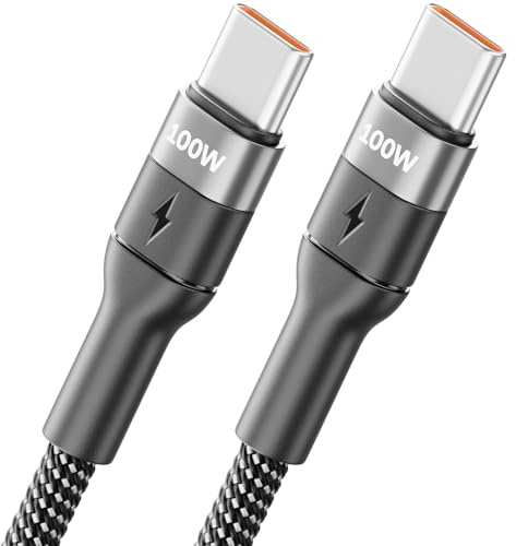 deleyCON 3,0m Cable USB-C (100W Carga Rápida) PD 3.0 PPS - C a C - Cable de Carga para iPhone 17 16 15 Pro Max Air Galaxy A16 A56 S25 S24 S23 Pixel iPad Pro MacBook AirPods Tablet Switch PS5