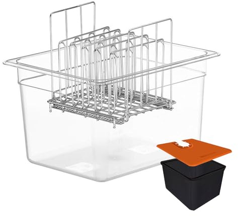 Conteneur Cuisson sous Vide Basse Température 12L, Recipient pour Thermoplongeur avec Manchon et Étagère en Silicone, Compatible avec Plupart des Appareils Sous Vide