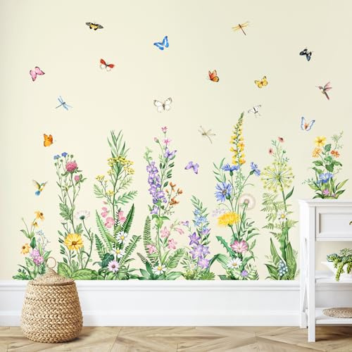 Tanlaby XL Wandtattoo Wildblumen Blumen Frühling Sommer Schmetterling