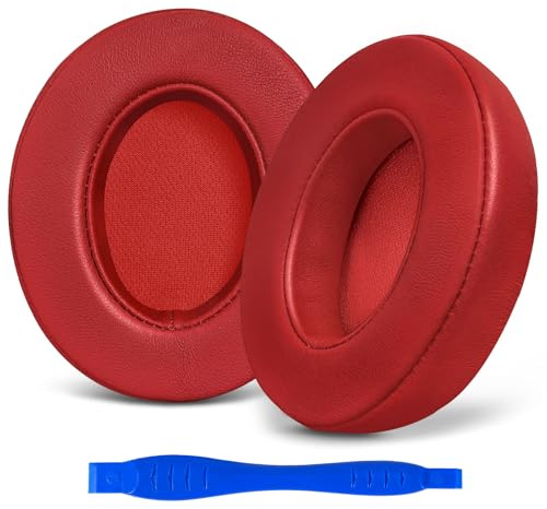 Aurivor Studio 3 Replacement Ear Pads for Beats Studio 3/2 Headphones, Cushions Earpads with Genuine Lambskin Leather, Softer Memory Foam, Stronger Adhesive (Lambskin-Red)