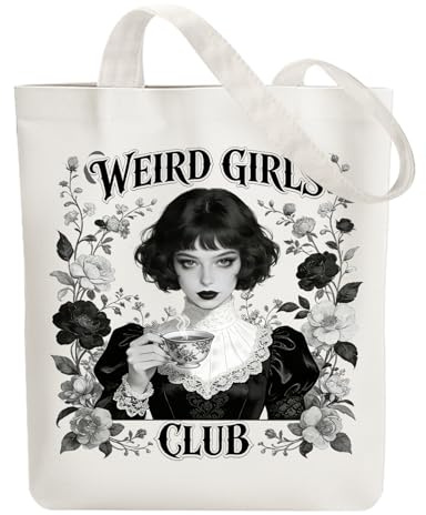 ANATTASOUL Bolsa de Tela Impresa Dama y Café, Tote Bag Tela Mujer,Shopper Algodón 38 * 40cm, Beige Bolsa de Transporte para Mujer, Saco Tote Bag de Lona Regalo con Cremallera