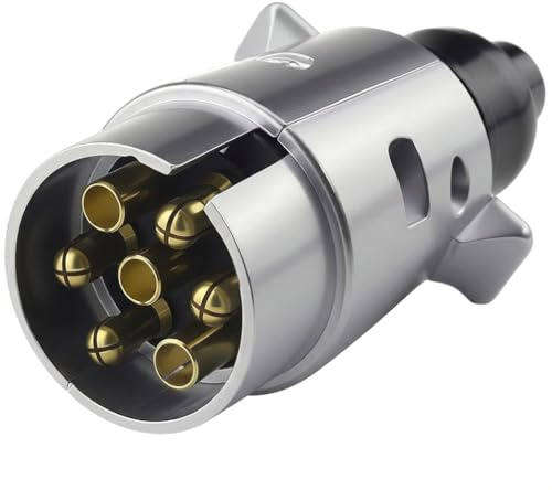Prise Remorque 7 Broches, 12V Étanche Connecteur Remorque en Métal 7 Broche, Adaptateur Prise Remorque, pour Caravane Voiture RV Remorque Connecteur, Compatible avec La Norme