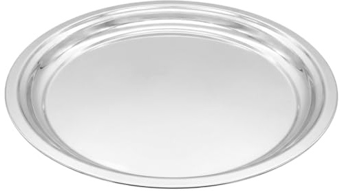 Metall Kerzentablett rund - 45 cm - Silber glänzend aus Zink Dekotablett mit Rand 4,5 cm Serviertablett modern für Kerzen Wohnzimmer Tisch Deko Geschenk Präsentation