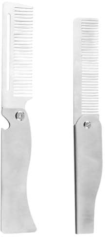 HAKIDZEL Faltbarer Bartkamm zum Bartglätten und Haarstyling 2 Stück pack für aus Edelstahl Multifunktionaler Taschenkamm Kompakt und Reisefreundlich