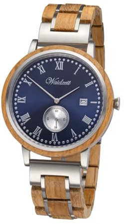 Waidzeit WY01 Whisky James Uhr Herrenuhr Holz Holz Analog Datum Braun