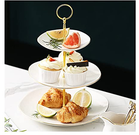 alzata per dolci Torta in ceramica a tre strati Stand Bianco Dessert Dessert Bianco Tavolo Display a torta multiuso Stand per la casa, ristorante, hotel porta torte