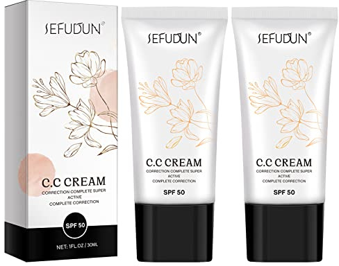 NIFEISHI CC Cream 2 Pack, Self Adjusting for Mature Skin, Super Active Foundation With SPF 50 for Face and Body Color Correcting