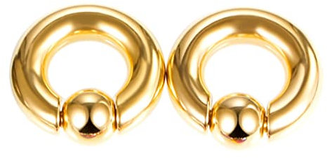Homxi 2Stück Plugs Ohr 10mm,Tunnel Chirurgenstahl Set Ohrringe Herren Tunnel 00G Hoop mit Kugel Piercing Tunnel Set Gold