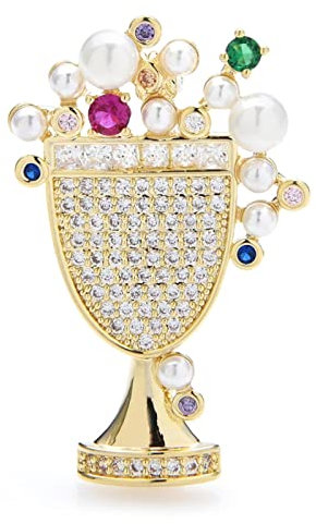 MAYIYAHO Perle Cristal Jus Glace Coupe Broches pour Femmes Hommes Costumes Exquis Chandail Broche Pin Cadeaux