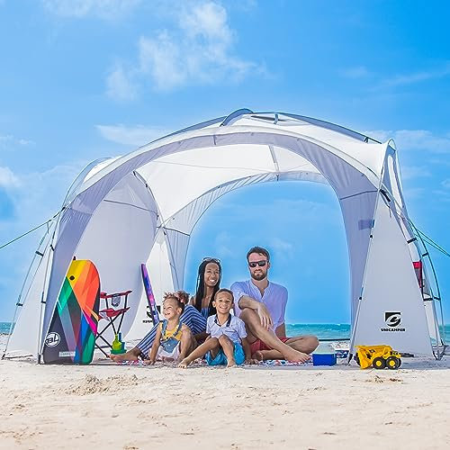 UNICAMPER 3,6 x 3,6 m Strandzelt, Sonnenschutz, perfekt für Strand, Camping oder Hinterhof-Spaß, leichtes Strandschatten-Design bietet einfachen Aufbau und LSF 50+ Schutz, das perfekte Strandzelt