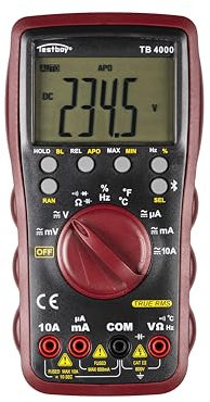 Testboy 4000 Digital-Multimeter mit Bluetooth-Funktion & Kompatibilität mit der Testboy Connect App (Auto-Power-Off, True RMS, Data-Hold-Funktion, LC-Display mit Hintergrundbeleuchtung, CAT III 600 V)
