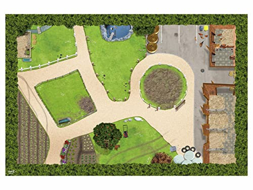 Bauernhof Tischdecke abwaschbar für Kinder | STD01 | Spieldecke 150 x 100 cm | ideales Zubehör zu Spiel-Figuren von Lego, Schleich, Playmobil, Papo, Bullyland (Bauernhof)