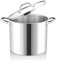 Joyfair Olla grande de acero inoxidable de 11,4 litros, para inducción con tapa de cristal, 3 capas, base estable, para todo tipo de cocinas, olla para pasta de para cocinar