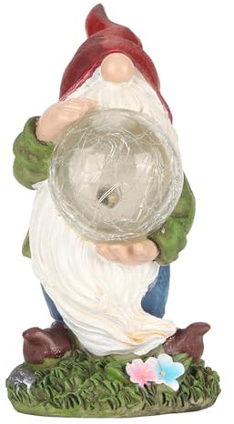 Tyenaza Statue de Nain Solaire, Statue de Nain de Jardin Colorfast Peinte à la Main avec lumière Solaire pour pelouse de Patio