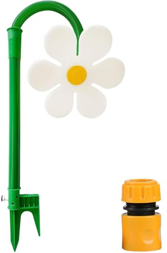 Crazy Daisy Sprinkler, 360° drehbarer Wassersprinkler mit tanzender Blume, rotierender Blumen-Wasserspray, Gartenbewässerungswerkzeug für Gartenbewässerung, lustiger Rasensprüher (weiß)