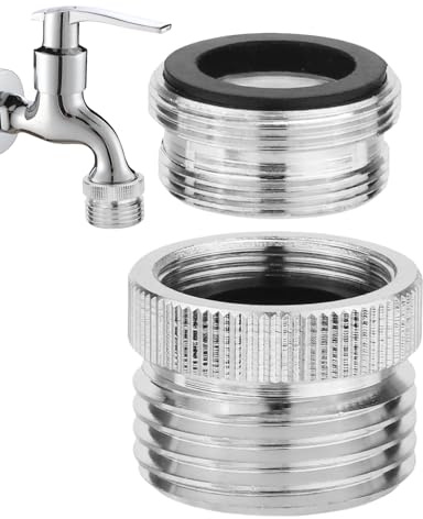 Kit d'adaptateur de robinet – Connecteur de robinet en métal argenté, standard 22 mm 24 mm, adaptateur de tuyau d'évier, chrome poli | Aérateur de remplacement durable créé pour l'installation de
