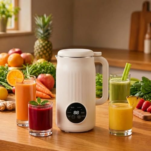 Vitamixia - multifonction 8-en-1 Machine pour Lait Végétal, Blender Chauffant Extracteur de Jus et Soupe, Robot Culinaire Connecté Automatique pedivie Lait Végétal avec Filtre et Accessoires (Blanc)