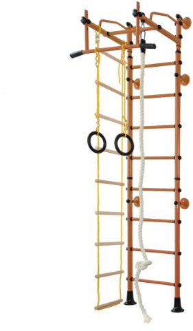 NiroSport Indoor Sprossenwand für Kinderzimmer M2 Orange Klettergerüst Indoor für Kinder Kinderzimmer Kletterwand Turnwand für max. Belastung bis 130 kg