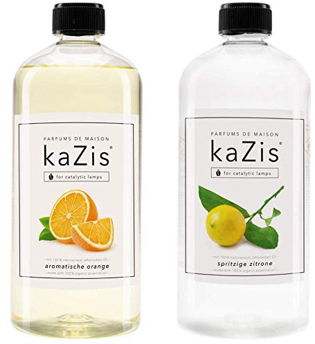 KAZIS® I Duft-Set Spritzige Zitrone + Aromatische Orange I 2 x 1 Liter I Für Alle Katalytischen Lampen geeignet
