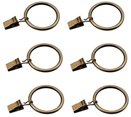 Coideal Set of 30 Bronze Curtain Rings with Clips, Heavy-duty Metal Decorative Drape Clip Hooks Set with Eyelets for Drapery, Windows, Bathroom, Home Kitchen, Fit Up To 30mm Rod (35 mm)