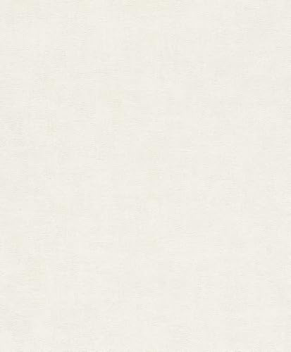 Rasch Papier peint non tissé - Papier peint moderne en vinyle uni blanc pour une ambiance de vie moderne - Robuste et lavable - 10,05 m x 0,53 m