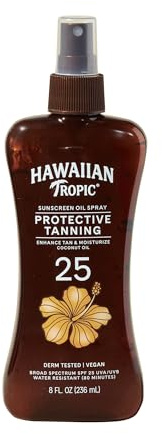 Hawaiian Tropic Protective Tanning Oil Spray Sunscreen SPF 25, 8 Fl Oz
