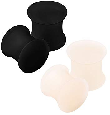 KJM FASHION 4 Stk Silikon Schwarz Hautfarbe Double Flared Piercing Plug