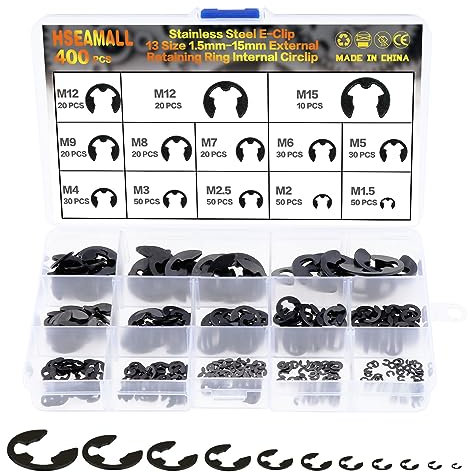 HSEAMALL Circlips Set E-Clips,Retaining Ring Snap Rings C-Clips Carbon Steel External Circlip for Shafts