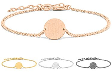 modabilé Armband Damen Circle Rosegold Vergoldet Armkette rundem Plättchen-Anhänger (20cm - 24cm 1,4mm breit) Rose Gold 925 Sterling Silber