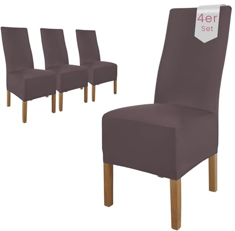 Scheffler Home Stuhlhussen 4er Set in Nordic Grey Stretch Lena | Elastische Stuhlbezüge, waschbar, bügelfrei und pflegeleicht, für Polsterstühle und Esszimmerstühle
