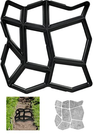 Relaxdays Stampo per Cemento, Forma per Vialetti in Giardino, Sagoma Pavimentazione in Pietra, Pavimento Esterno, Nero