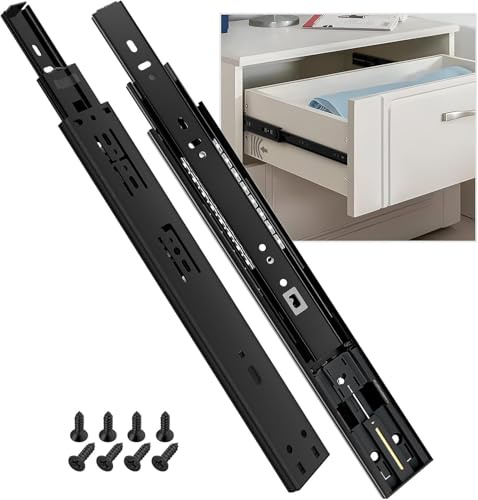 SHUHANG Schubladenschienen drücken zum öffnen Push to Open 45 kg Tragfähigkeit mit Kugelgelagerten Schubladenschiene Vollauszug 350 400 450 500 550 600 mm, Seitenmontage 1 Paar
