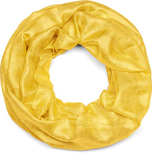 styleBREAKER Damen Sommer Loop Schal Seidig Glitzer | Leicht glänzendes 95x70 cm Format, weich, 2- bis 3-mal um den Hals wickelbar, atmungsaktives Gewebe, kratzfrei.