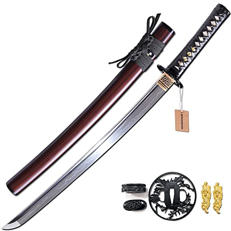 MURASAME Wakizashi Sword T10 Steel Clay Tempered Real Hamon High Qualitty Handmade Very Sharp