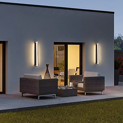 Terrasse Solar Außenwandleuchten Moderne wasserdicht Garten Außenwände Wandleuchten Lange Acryl Außenleuchte in Anthrazit Aluminium Gartenleuchte Aussen Wandlampe für Garage Korridor (6000k,100cm)