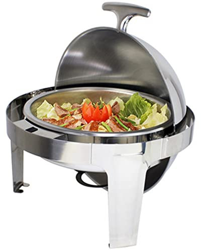 Samnuerly Chafing Food Warmer Round Roll Top Chafer Chef Chafing Dish Buffet Food Warmer for Catered Events Bequem und Praktisch (Color : Silver, Size : 47x47x47cm)
