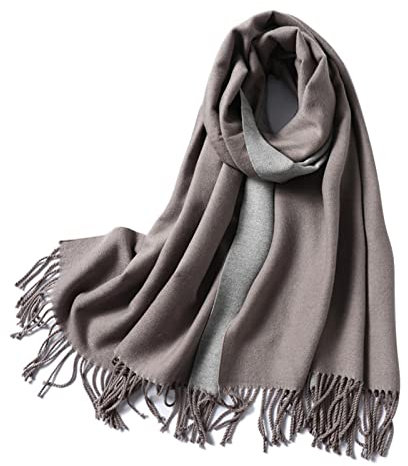 Whoiy Kaschmirschal Damen Grau, Schal Tuch Doppelseitig Einfarbig Violett 200X65cm Warmer Übergroßer Winterschal-Poncho