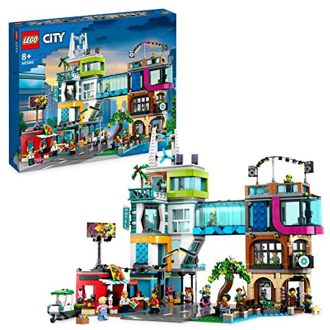 LEGO City: City Centre Set, Model Building Kit with Reconfigurable Modular Rooms including Toy Shops, Barber, Vlogger Studio, Hotel and Rooftop Disco with 14 Minifigures, Gif for Boys & Girls 60380