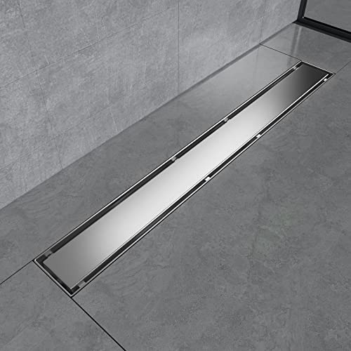 EMKE Duschrinne 60cm Edelstahl Duschablauf Flach, Siphon mit Geruchsstop/Haarsieb Randablauf,2-1 in Design Seitenreihendesign Duschablauf Ablaufrinne Dusche Duschabfluss für Badezimmer