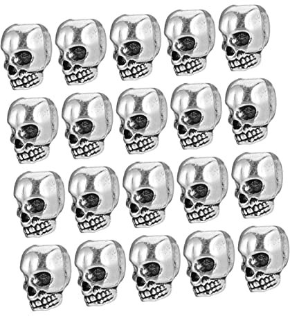COHEALI 30st Schädelperlen Makroporöse -abstandsperlen Antike Charms Zum Basteln Skelettkopf Lose Perle Halloween-charme Basteln Skelett Charme Handbuch Legierung Silberner Kopf