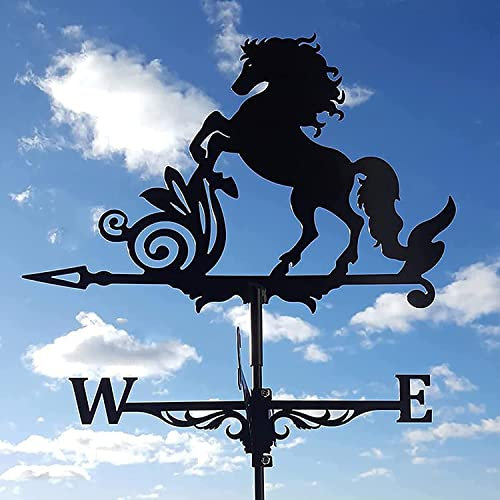 EICOFF Pferd Metall Garten Schmiedeeisen Wetterfahne für Garten Tier Eisen Wetterfahne für Hof Dachmontage Dach Garten Windrichtungsanzeiger Dekorationen für Bauernhof im Freien Garten Ga