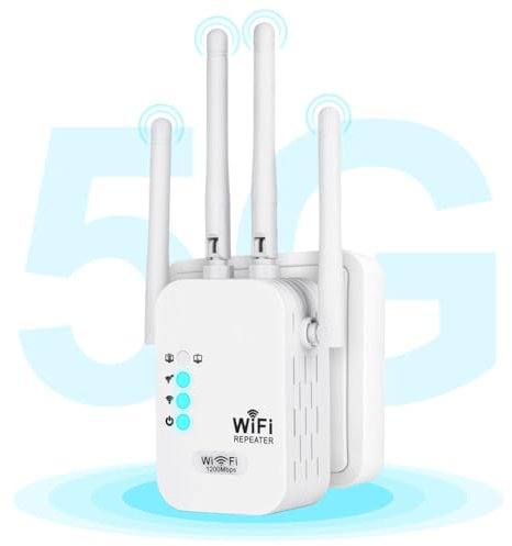 AXFEE WLAN Verstärker, WLAN Repeater 1200Mbit/s 5GHz WiFi Repeater WiFi Verstärker, LAN/WAN Port, Support 3 Modus, Kompatibel mit Allen Standard Router AP/Router/Booster