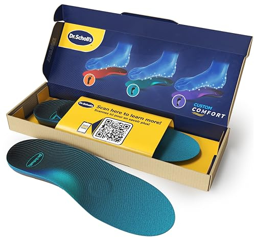 Plantillas Dr. Scholl's Custom Comfort - Plantillas para fascitis plantar - Plantillas estándar para zapatos con soporte de arco para mujeres talla, hombres 43.5-44, comodidad todo el día CF670