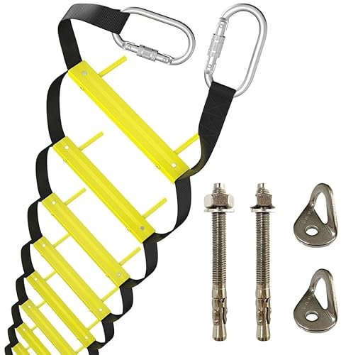 Échelle de Secours à 3 étages de 7,5 m avec ancrages de Fixation | Échelle de Secours pour la Maison à 3 étages | Portable, Pliable et compacte | Échelle d'urgence Murale | Échelle de Sauvetage