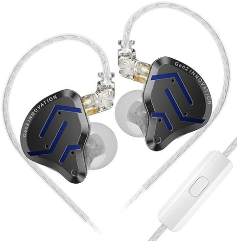 KZ ZSN PRO - Cuffie per monitor da 5,1 cm, 1BA+1DD 5 driver IEM, con copertura in metallo, auricolari HiFi cablati, con cavo staccabile a 2 pin, per musicisti, DJ batteristi audiofili