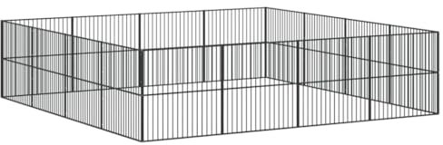 vidaXL Hundhage 16 paneler svart galvaniserat stål, hundhus, hund koja, utomhuskennel, hund hus, hund kojor, utomhuskennlar, hundgård, hundgårdar