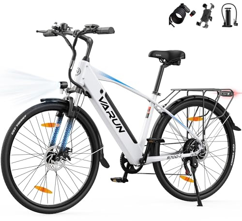 VARUN Bicicleta Electrica, 28 Bicicleta Eléctrica Adultos con Batería 48V 10.4Ah, Alcance de 100 KM, Motor 250W, Bici Electrica con 7 Velocidad, Pantalla LCD, E-Bike Hombres y Mujeres para Trekking